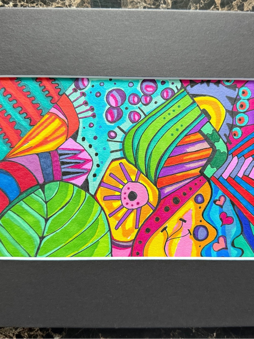 Original Colorful Abstract Botanical Drawing- Bright Multicolor - Picture 7 of 7